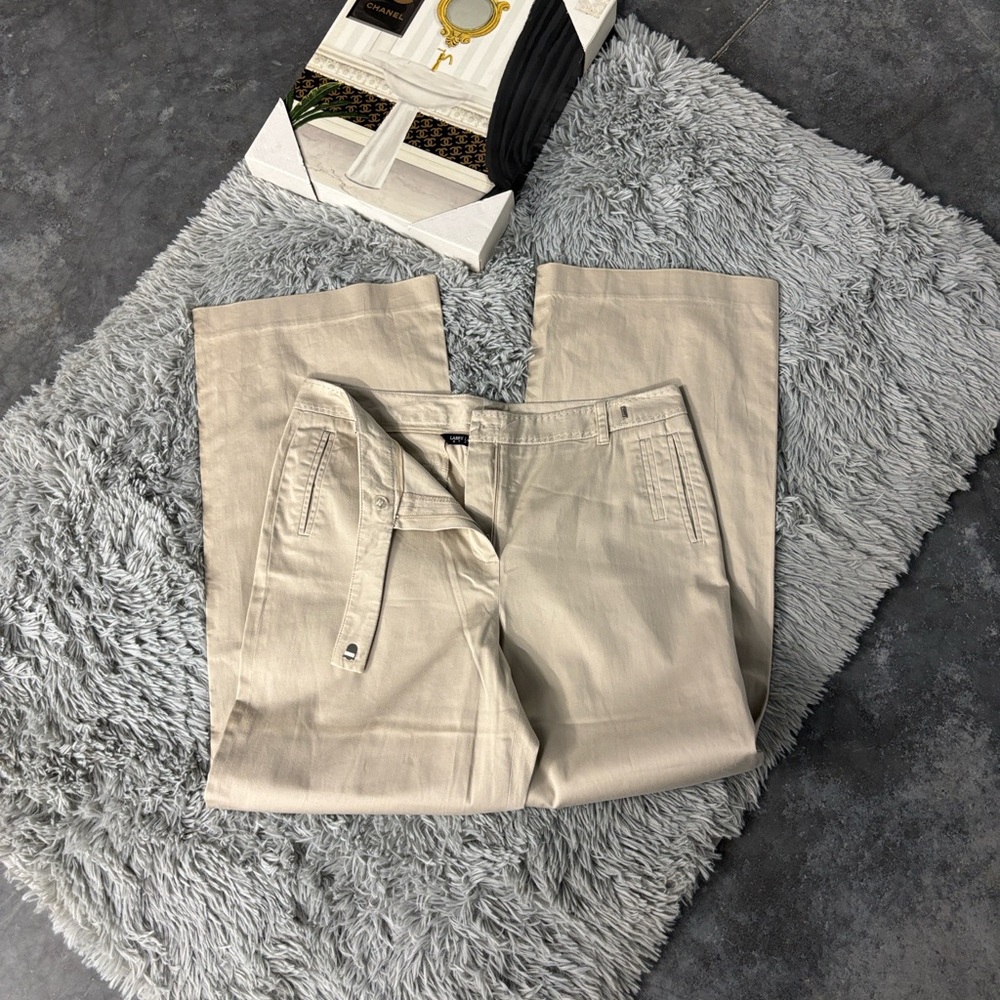 Larry Levine Petite Stretch Cream Khaki Pants Women’s 10P Dress Business Casual